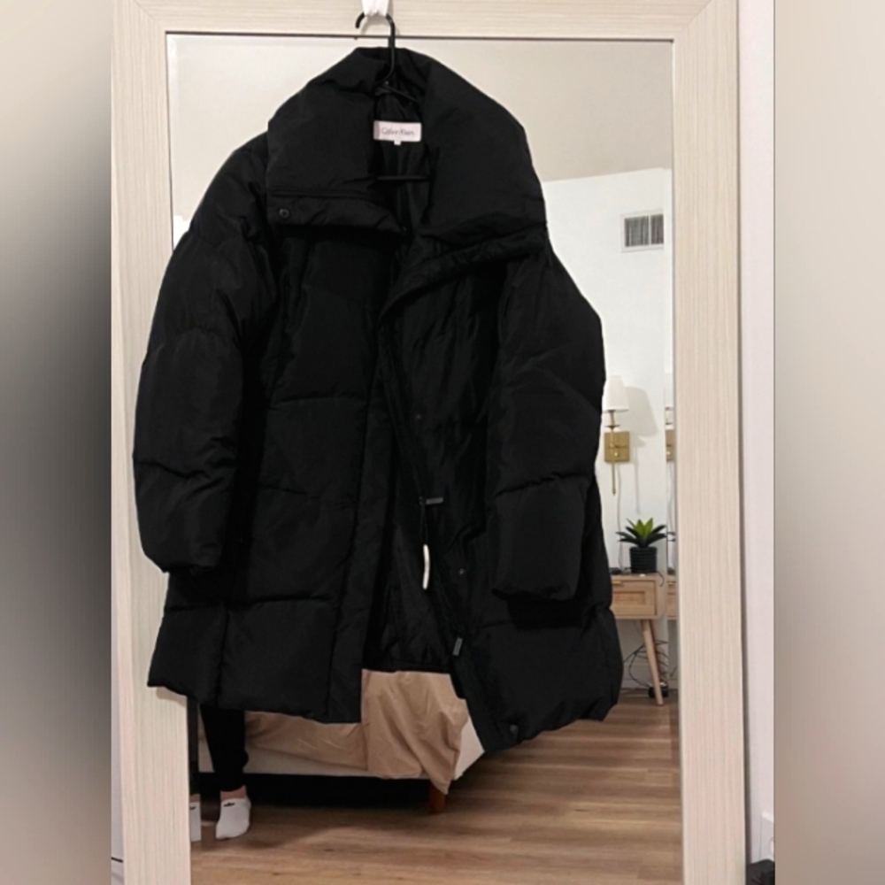 Calvin Klein Black Womens Puffer Coat - Size Large